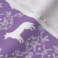 Australian Cattle Dog floral silhouette dog breed pattern purple