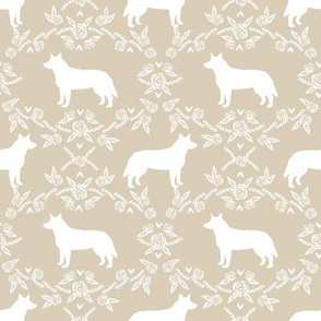 Australian Cattle Dog floral silhouette dog breed pattern sand
