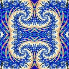 Blue and beige swirl