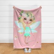 56"x72" Floral Fairy with Free Falling Flowers / Darker Pink