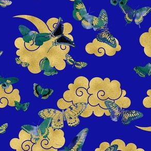 Watercolor Exotic Butterflies Blue