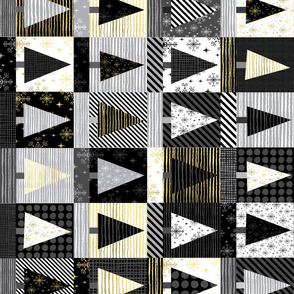 black and gold cheater quilt christmas patchwork christmas xmas holiday design - railroad