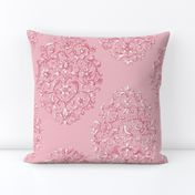 Baroque Birds Dusty Rose White