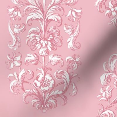 Baroque Flowers Dusty Rose White