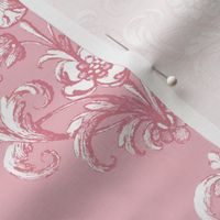 Baroque Flowers Dusty Rose White