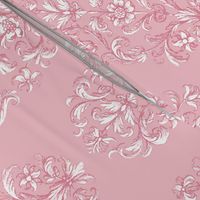 Baroque Flowers Dusty Rose White