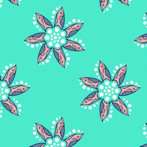 Bubbles and Fish Flowers Sea Green