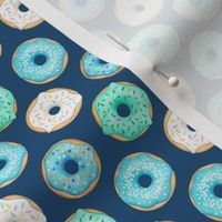 Iced Donuts Blue on navy, 1 inch donuts