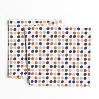 dots rose gold navy blue, taupe and blush pink dot fabric