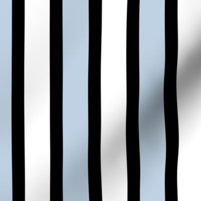 Jumbo Stripe of Blue Fog and White with Narrow Ribbons of Black