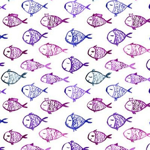 Watercolor purple fish