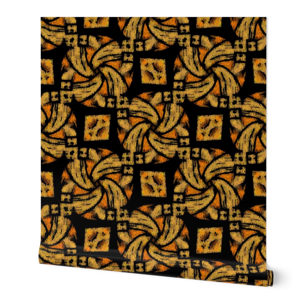 Abstract Woven Knot Orange Yellow and Black