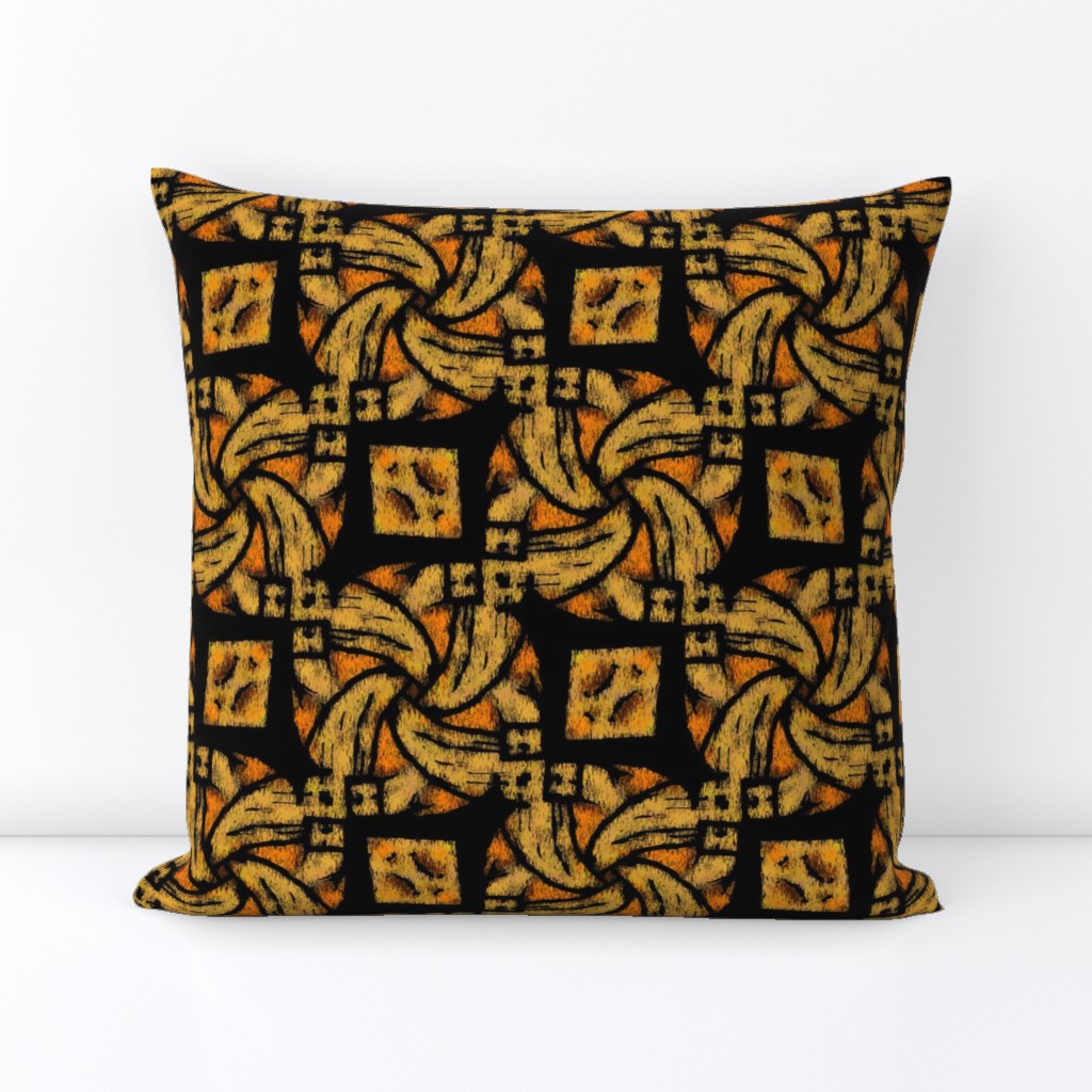 Abstract Woven Knot Orange Yellow and Black