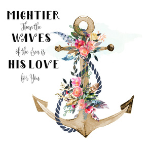 42"x72" Mightier Than The Waves Girls Anchor Floral