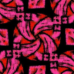 Abstract Woven Knot Pink Red and Black