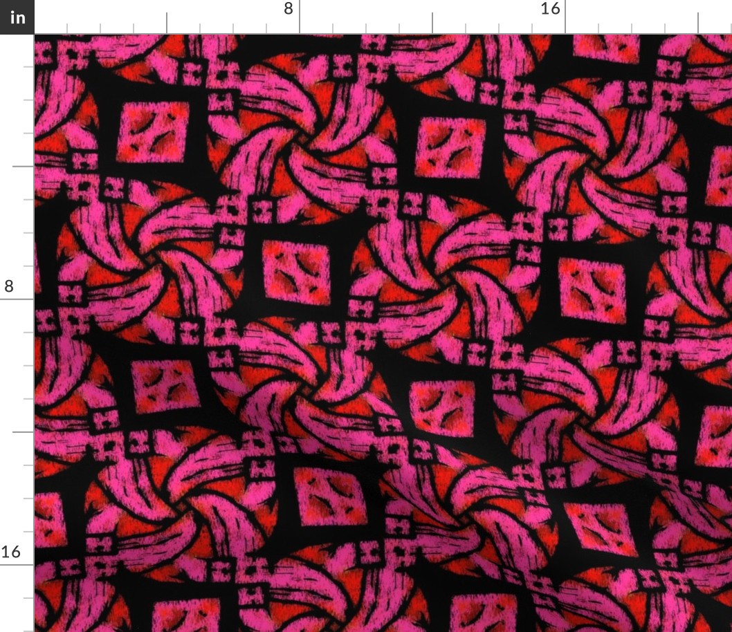 Abstract Woven Knot Pink Red and Black