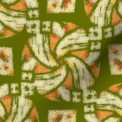 Abstract Woven Knot Peach and Olive