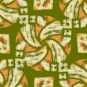 Abstract Woven Knot Peach and Olive