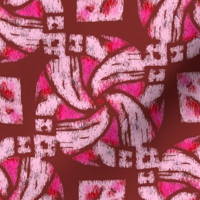 Abstract Woven Knot Pink Hot Pink and Maroon