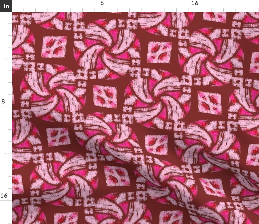 Abstract Woven Knot Pink Hot Pink and Maroon