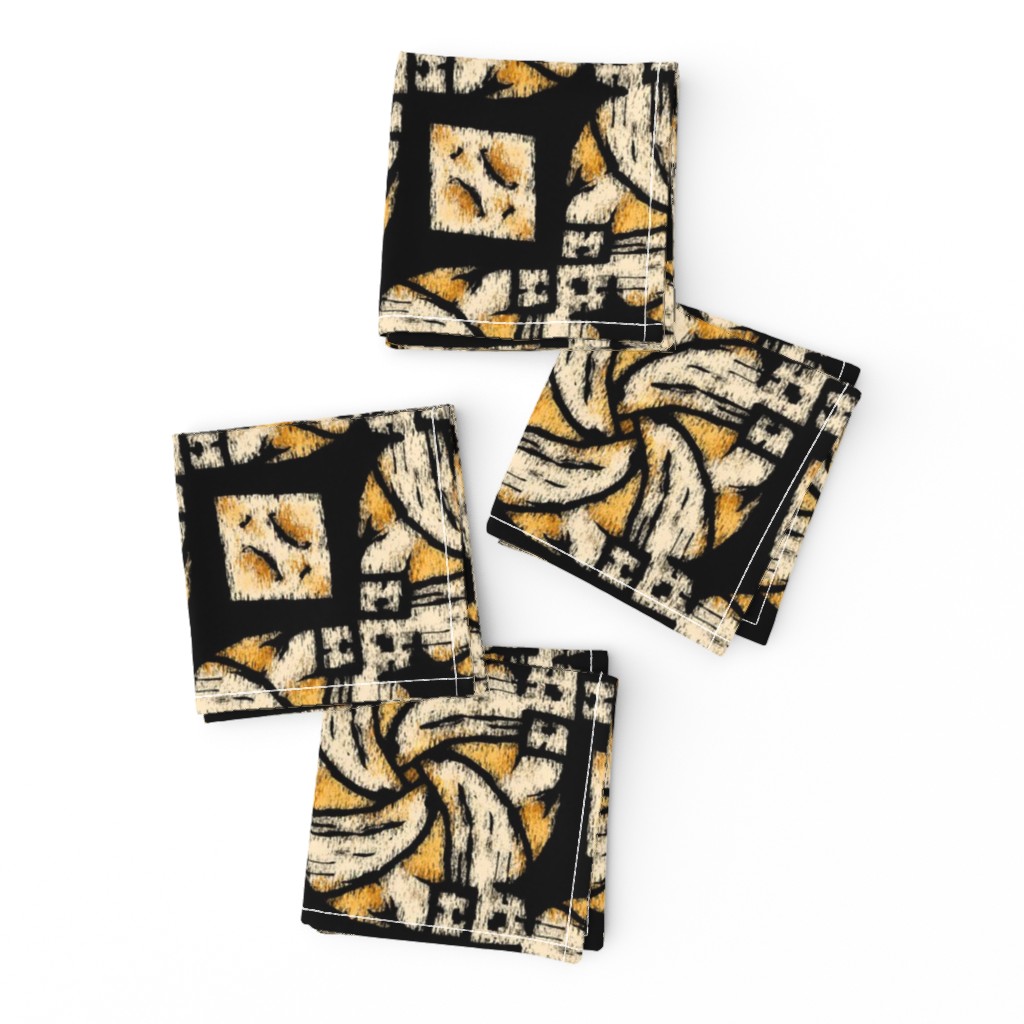 Abstract Woven Knot Cream Yellow and Black