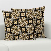 Abstract Woven Knot Cream Yellow and Black