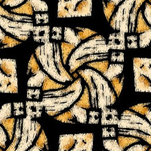 Abstract Woven Knot Cream Yellow and Black