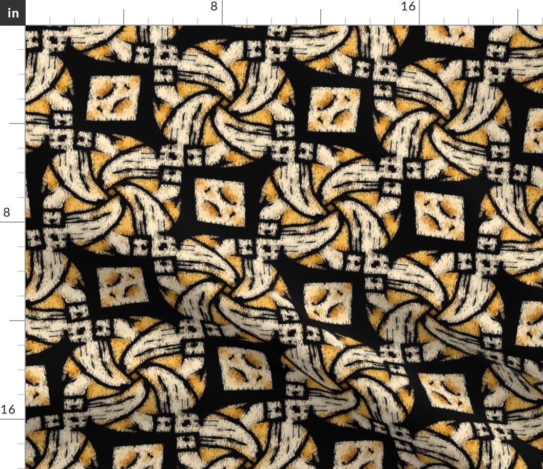 Abstract Woven Knot Cream Yellow and Black
