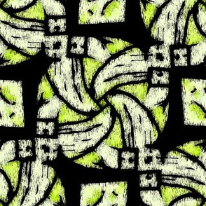 Abstract Woven Knot Lime and Black