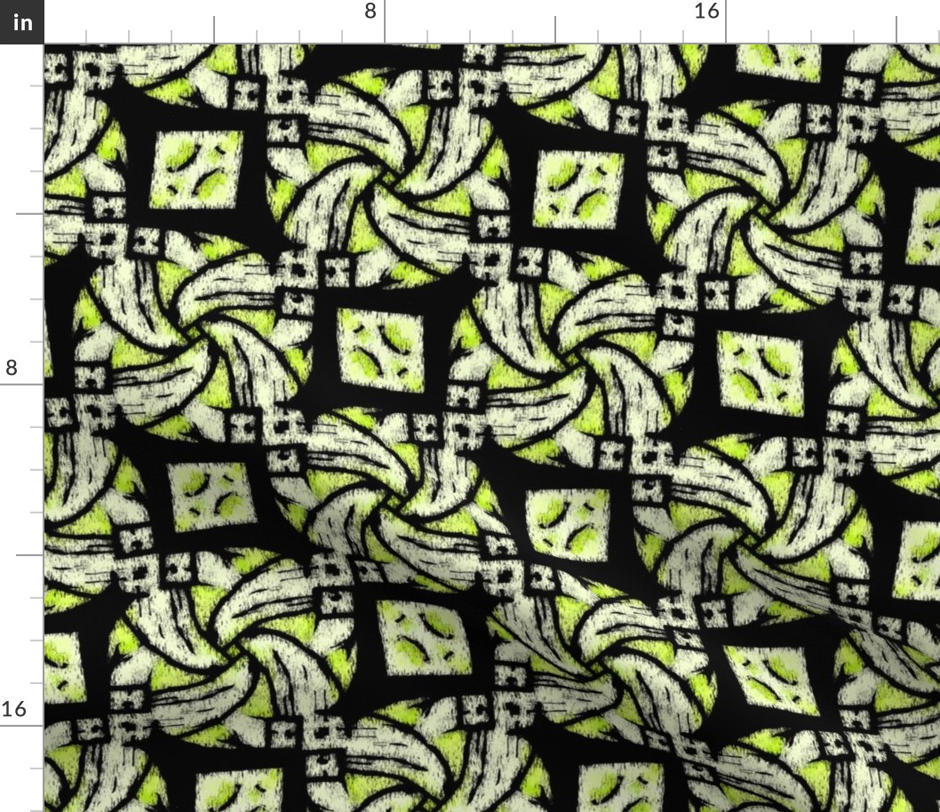 Abstract Woven Knot Lime and Black
