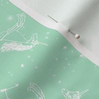 unicorn constellations fabric // galaxy pastel unicorn fabric trendy unicorn design constellation stars unicorns cosmic design mint
