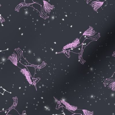 unicorn constellations fabric // galaxy pastel unicorn fabric trendy unicorn design constellation stars unicorns cosmic design purple