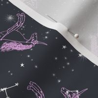 unicorn constellations fabric // galaxy pastel unicorn fabric trendy unicorn design constellation stars unicorns cosmic design purple