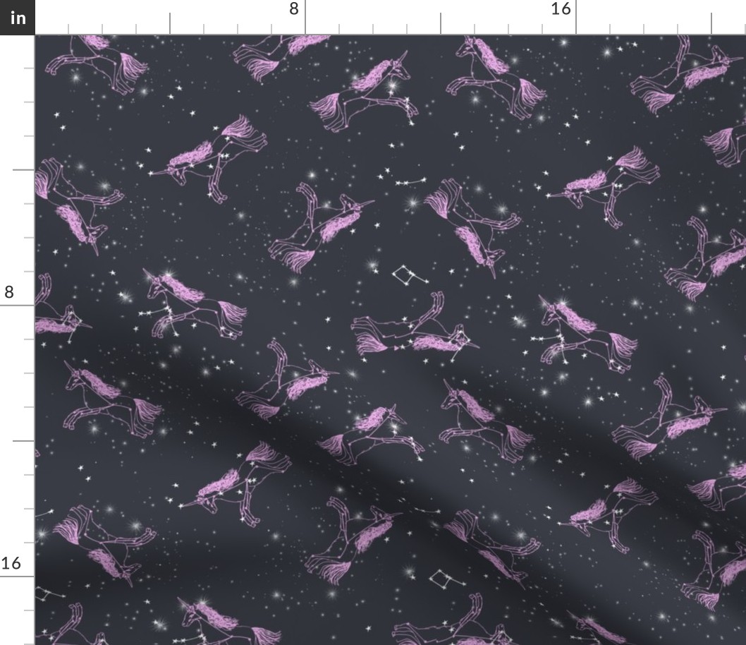 unicorn constellations fabric // galaxy pastel unicorn fabric trendy unicorn design constellation stars unicorns cosmic design purple