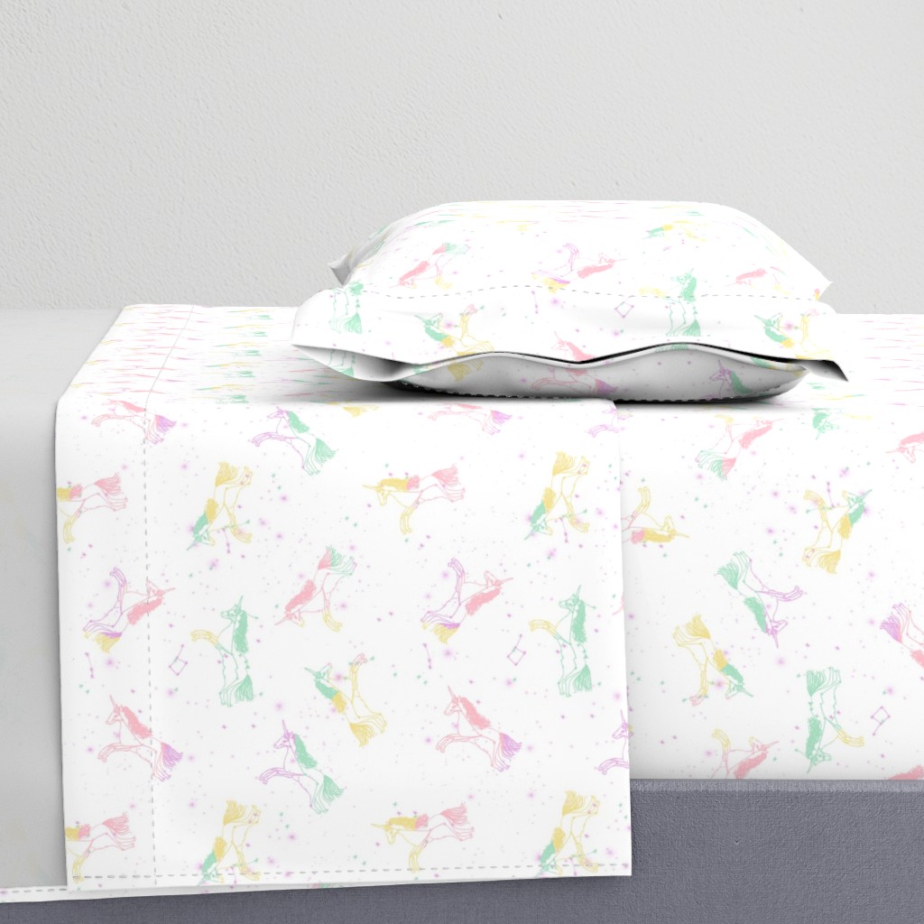 unicorn constellations fabric // galaxy pastel unicorn fabric trendy unicorn design constellation stars unicorns cosmic design pastels