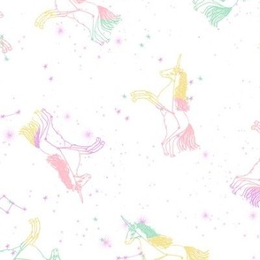 unicorn constellations fabric // galaxy pastel unicorn fabric trendy unicorn design constellation stars unicorns cosmic design pastels