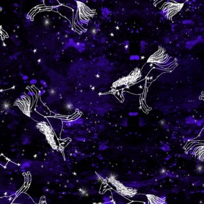 unicorn constellations fabric // galaxy pastel unicorn fabric trendy unicorn design constellation stars unicorns cosmic design galaxy blue