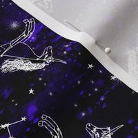 unicorn constellations fabric // galaxy pastel unicorn fabric trendy unicorn design constellation stars unicorns cosmic design galaxy blue