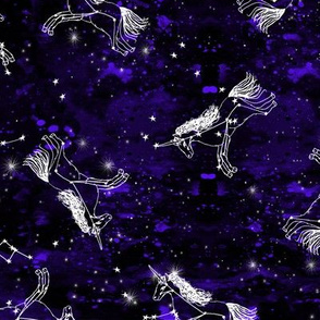 unicorn constellations fabric // galaxy pastel unicorn fabric trendy unicorn design constellation stars unicorns cosmic design galaxy blue