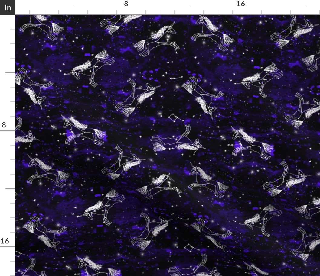 unicorn constellations fabric // galaxy pastel unicorn fabric trendy unicorn design constellation stars unicorns cosmic design galaxy blue