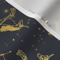 unicorn constellations fabric // galaxy pastel unicorn fabric trendy unicorn design constellation stars unicorns cosmic design charcoal gold