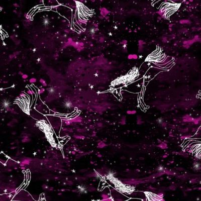 unicorn constellations fabric // galaxy pastel unicorn fabric trendy unicorn design constellation stars unicorns cosmic design galaxy pink