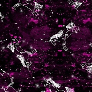 unicorn constellations fabric // galaxy pastel unicorn fabric trendy unicorn design constellation stars unicorns cosmic design galaxy pink