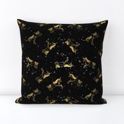 unicorn constellations fabric // galaxy pastel unicorn fabric trendy unicorn design constellation stars unicorns cosmic design black and gold