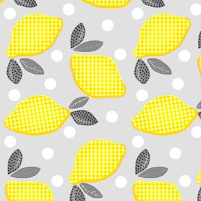 Lemon Ala Mod Grey  w/ White Polka-Dots 