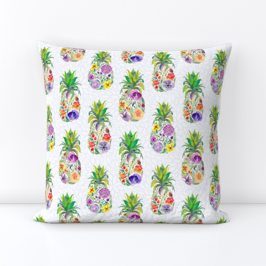 Pretty Pineapples on White