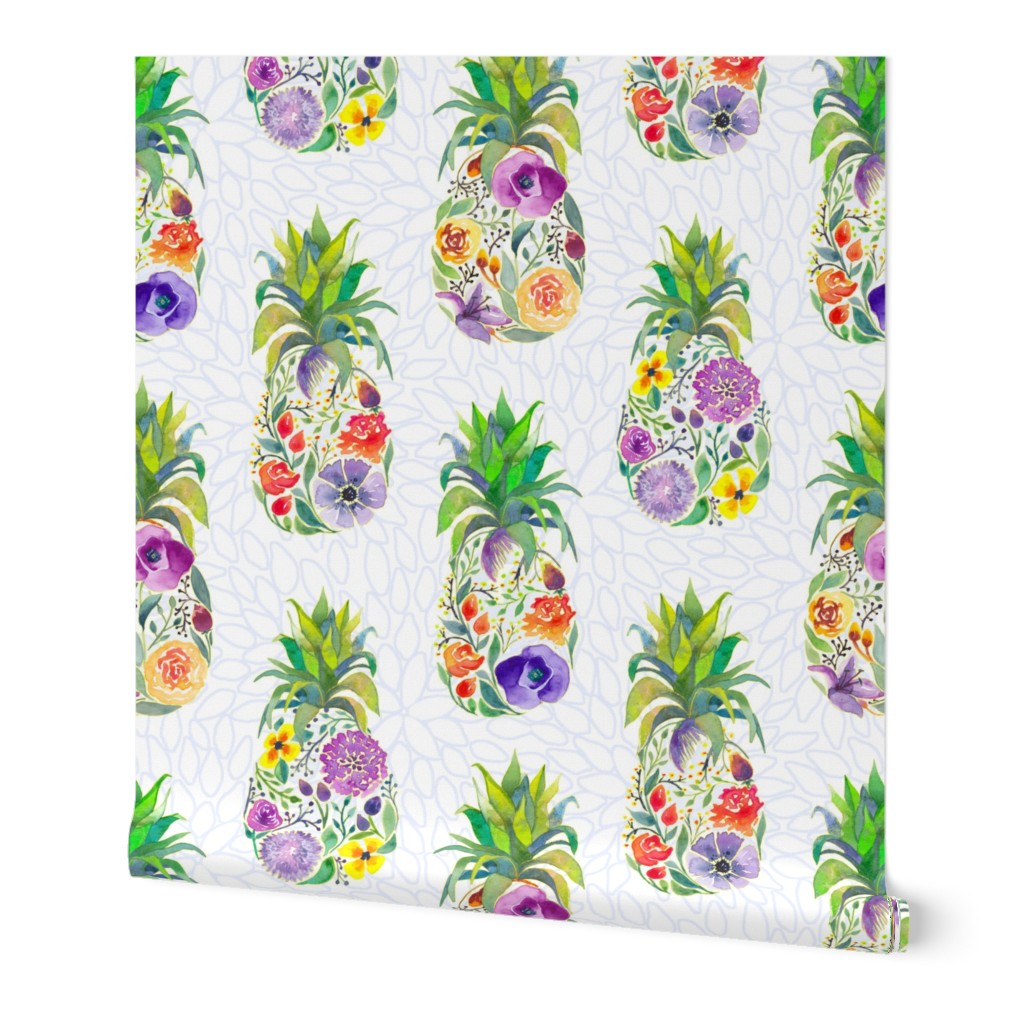 Pretty Pineapples on White