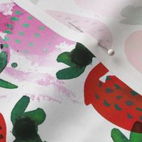 pink watercolor strawberries