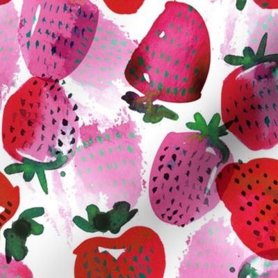 pink watercolor strawberries