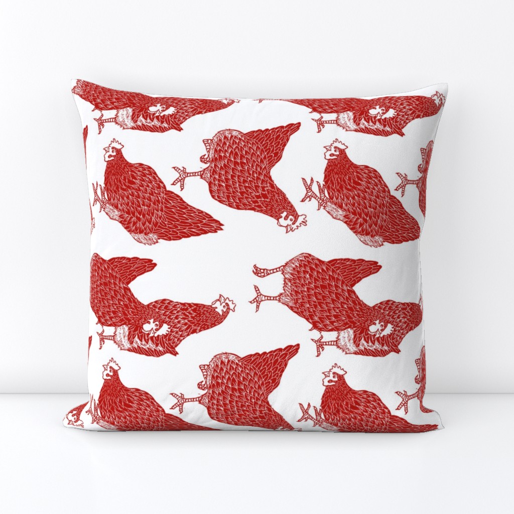 Red Hens Tea Towel